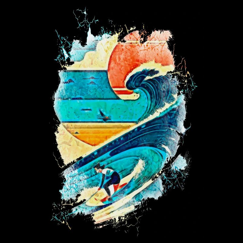 Surfer Illustration on the Wave - Fun Surf