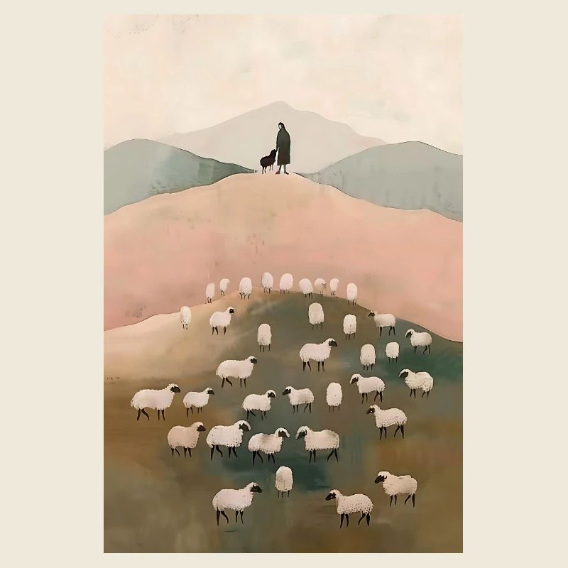 Jesus Leaves the 99, Christian Wall Art,