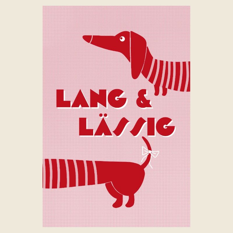 Dackel lang & lässig rot-rosa, Retro-Style