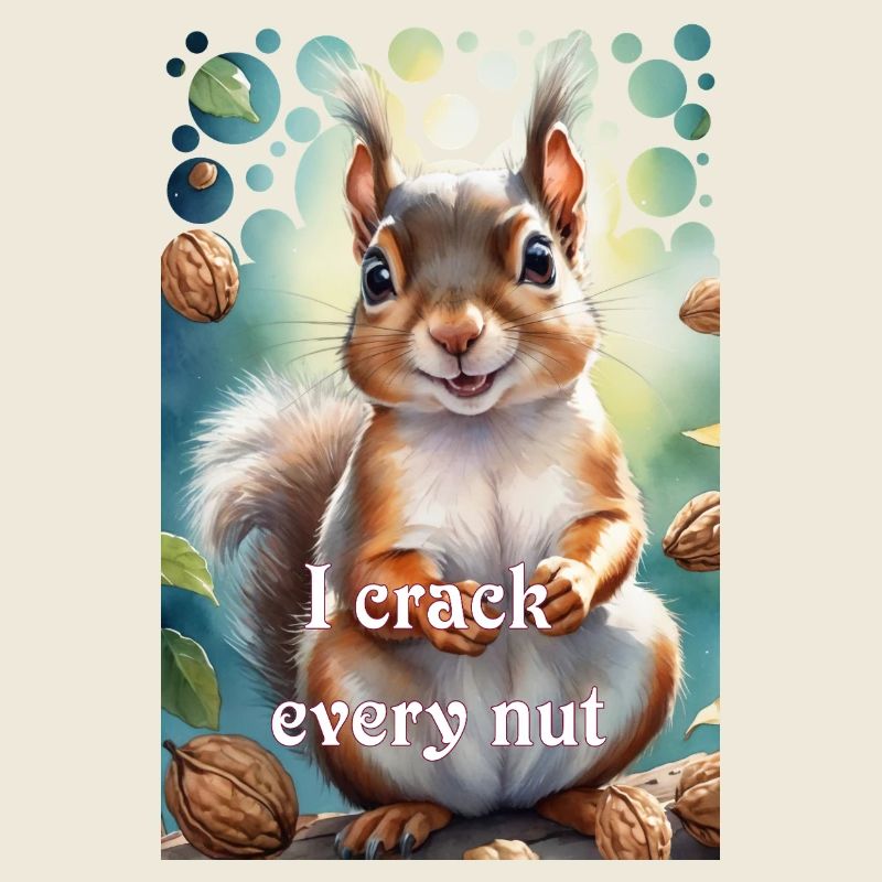 Schlaues Eichhörnchen Ich knacke jede Nuss