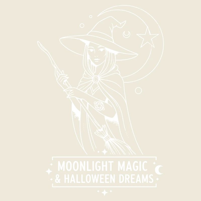 Magical Witch with Moon and Stars