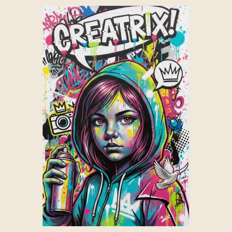 Farbexplosion Graffiti Heldin