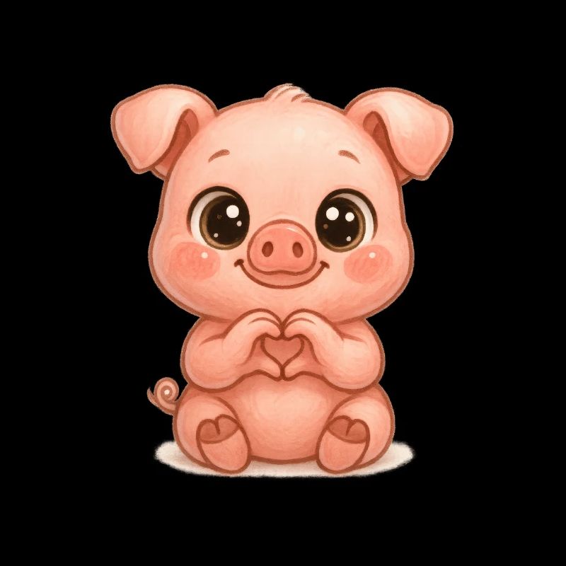 Süßes Schwein mit Herzhänden