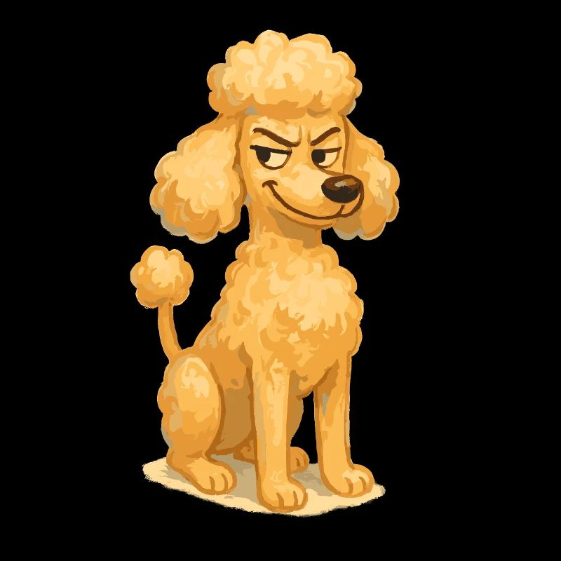 Style de peinture de dessin animé de caniche coquin