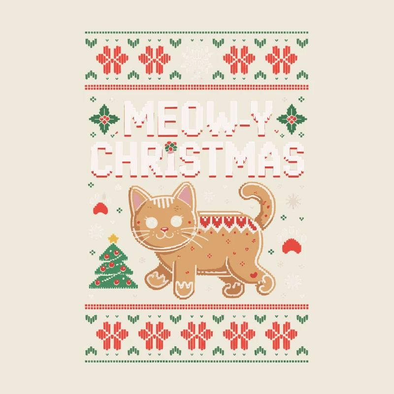 Meow-Y Christmas Pixel Cat