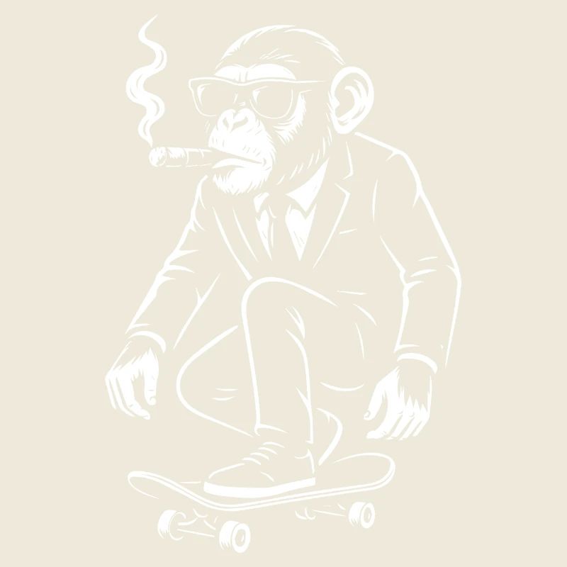 Dapper Monkey auf dem Skateboard