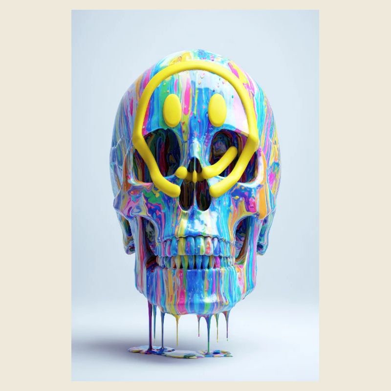 Psychedelic Skull with Smile Goggles