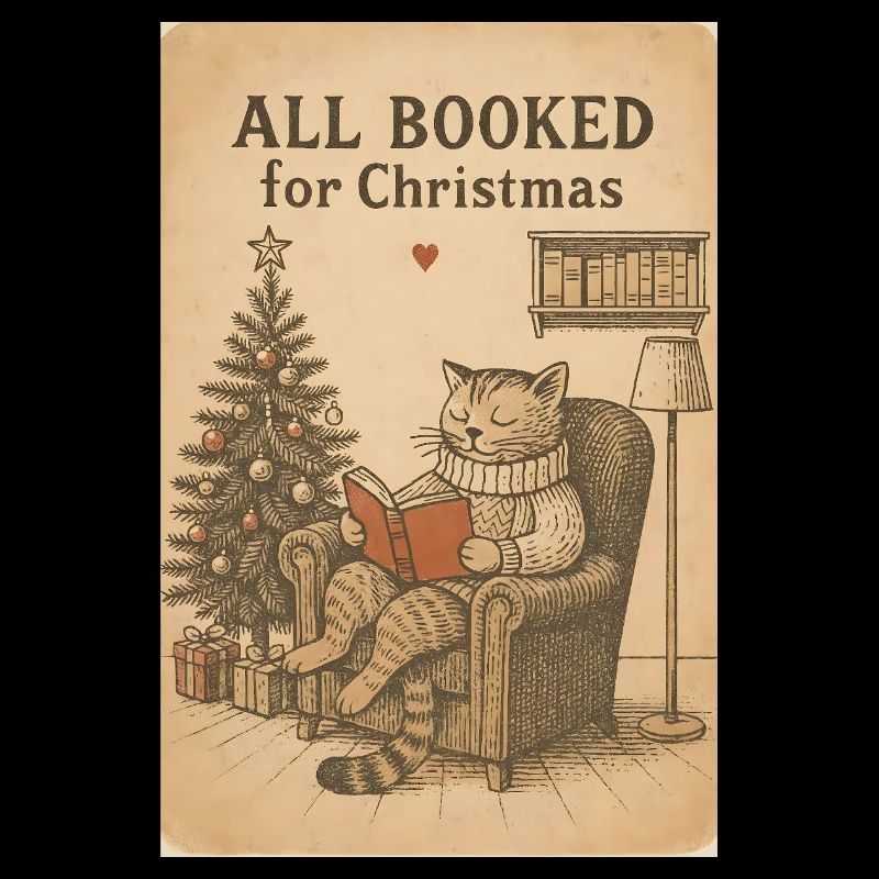 All Booked for Christmas Cat