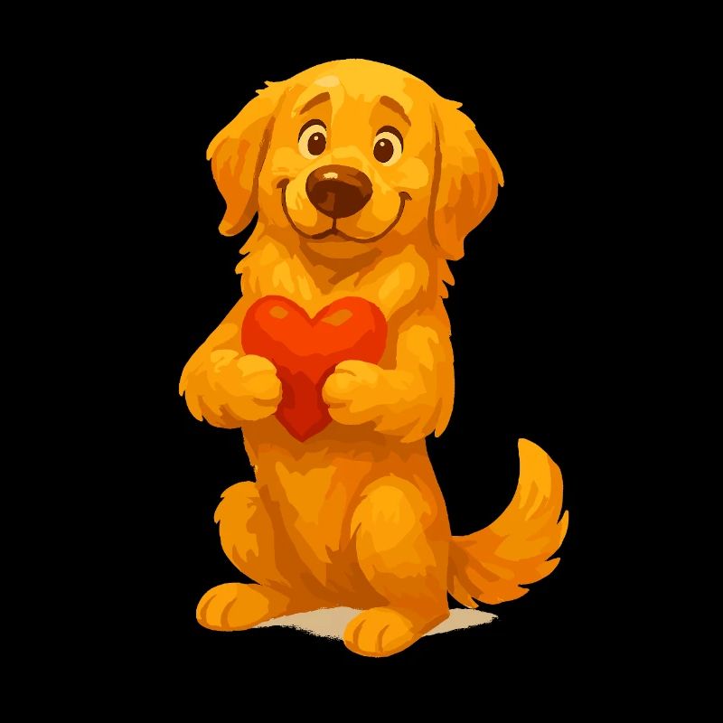 Golden Retriever Cartoon mit Herz