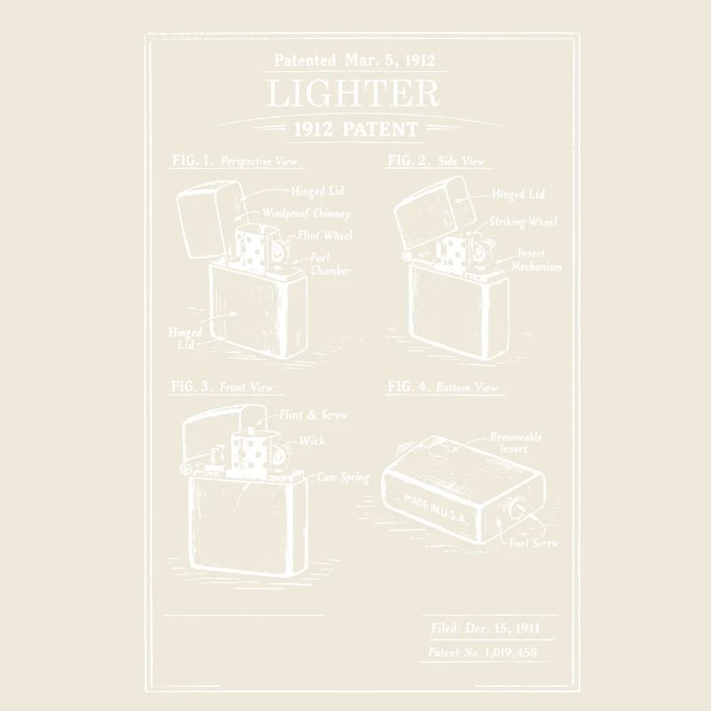 Vintage Lighter Patent Blueprint