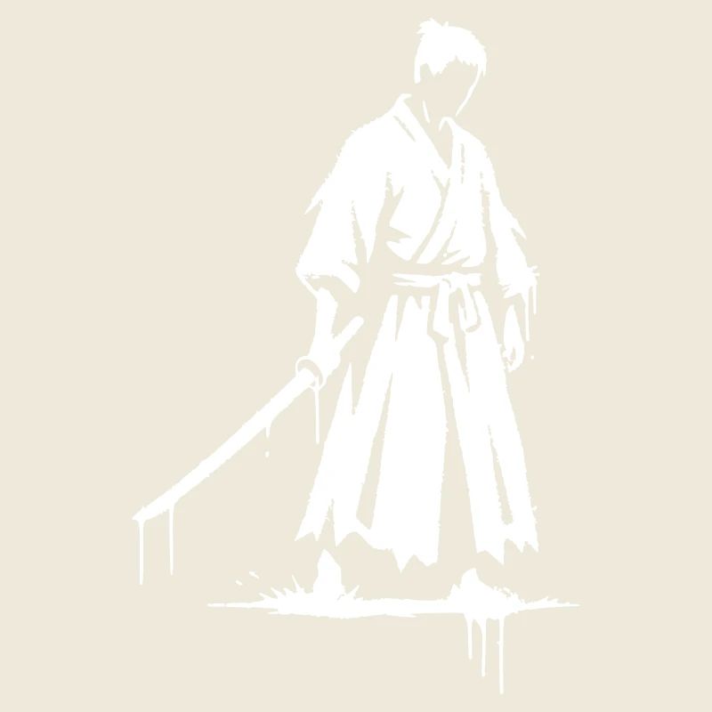 Graffiti de guerrier samouraï ronin triste