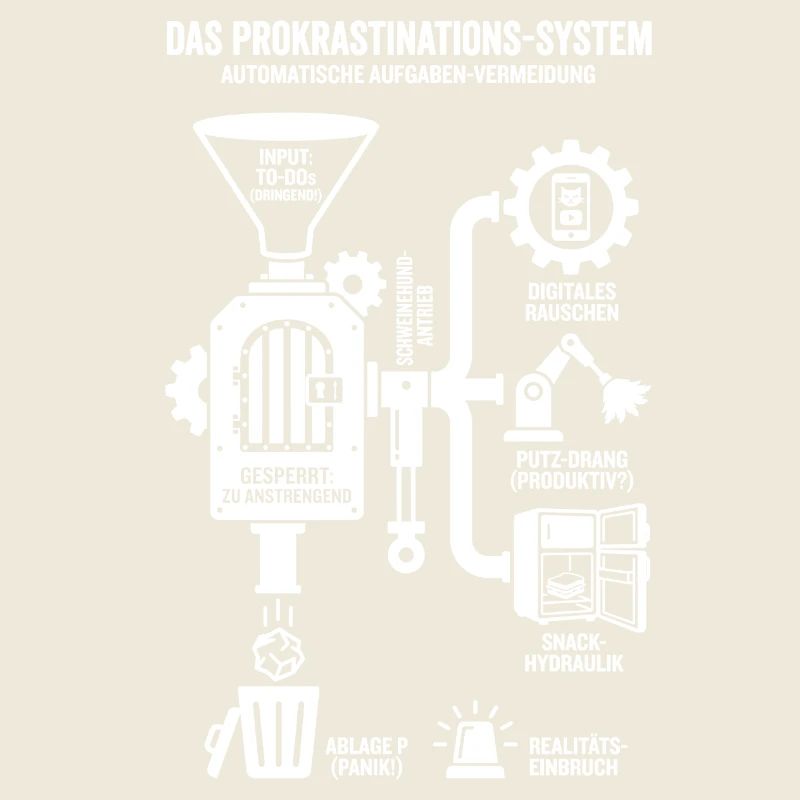 Prokrastinations-System lustige Infografik