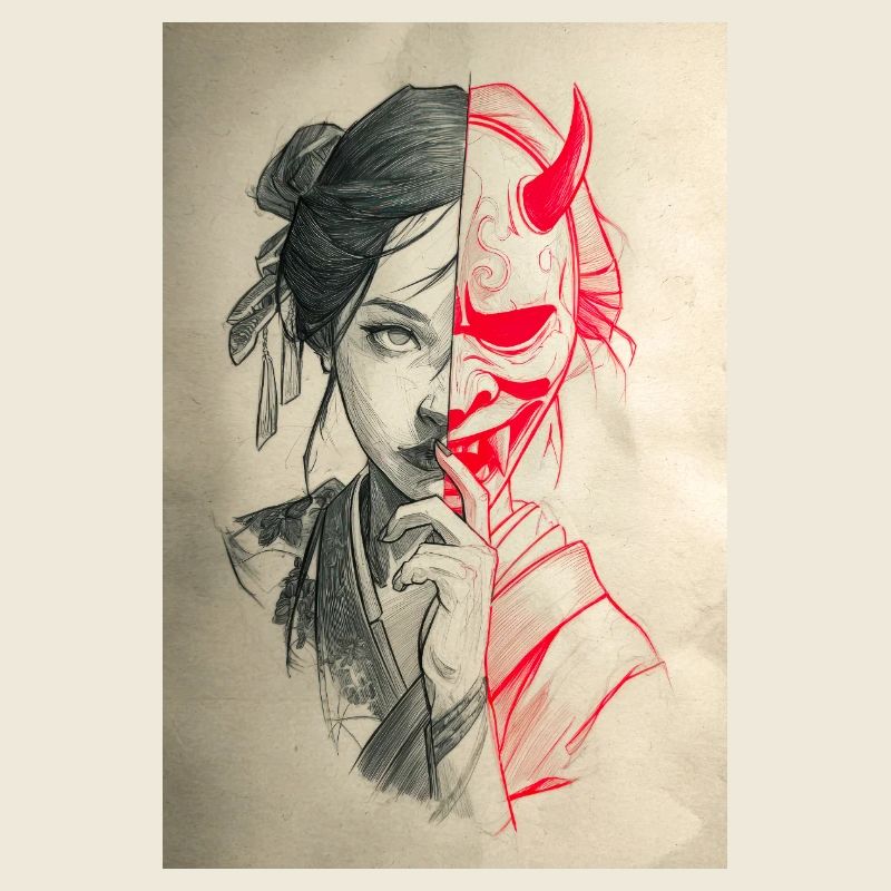 Duality Portrait: Woman and Oni