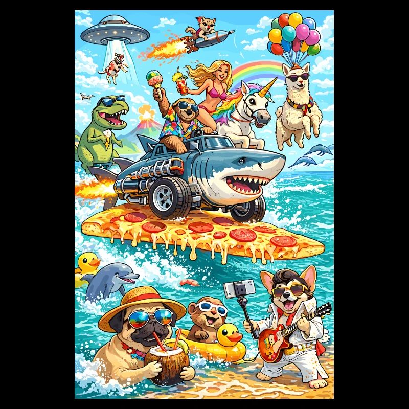 Plage de pizza Dino Unicorn