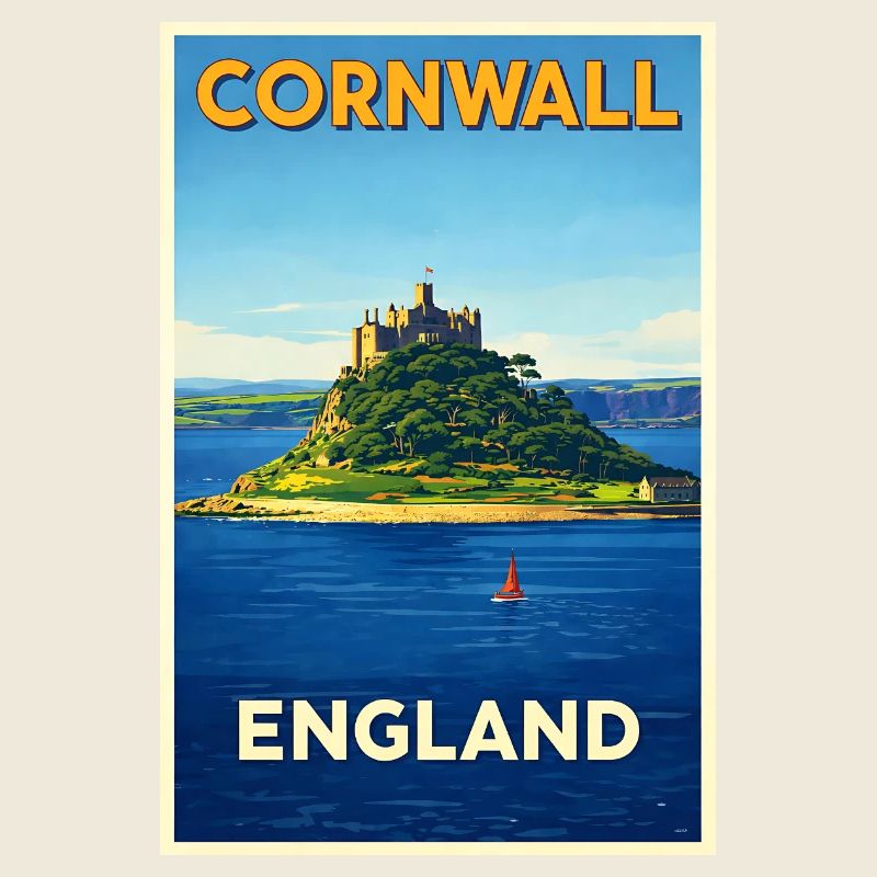 Cornwall England – Affiche de voyage rétro
