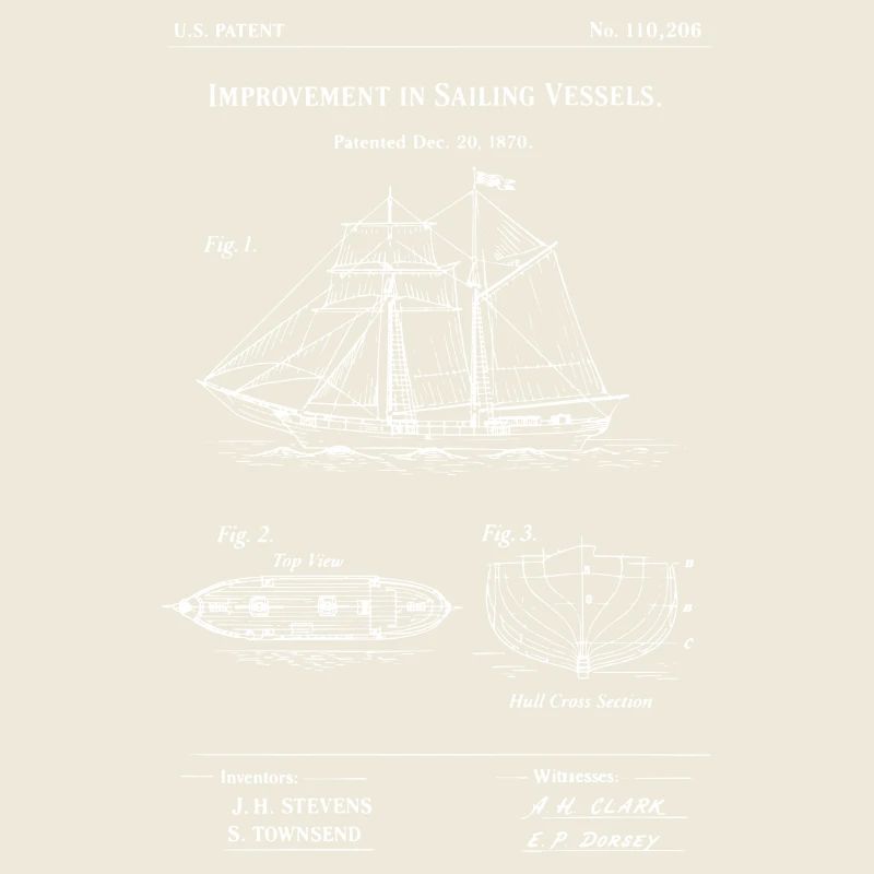 Patentiertes Segelschiff-Bauplan