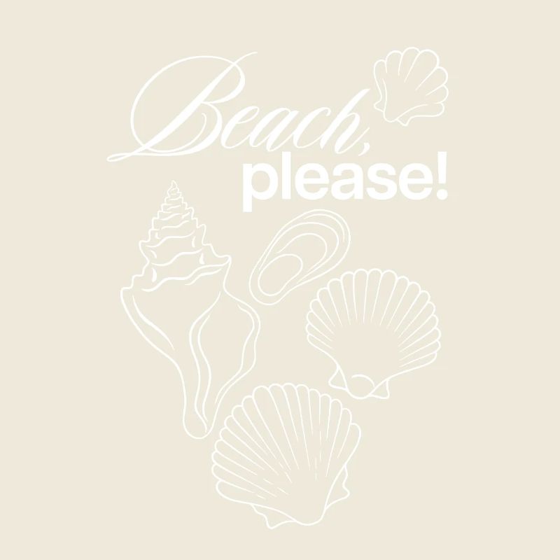 Beach Please Coastal Shell Illustration
