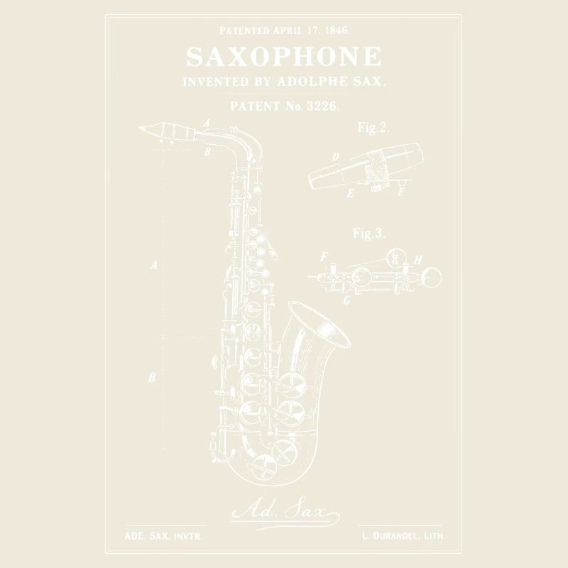 Schéma vintage du plan du saxophone