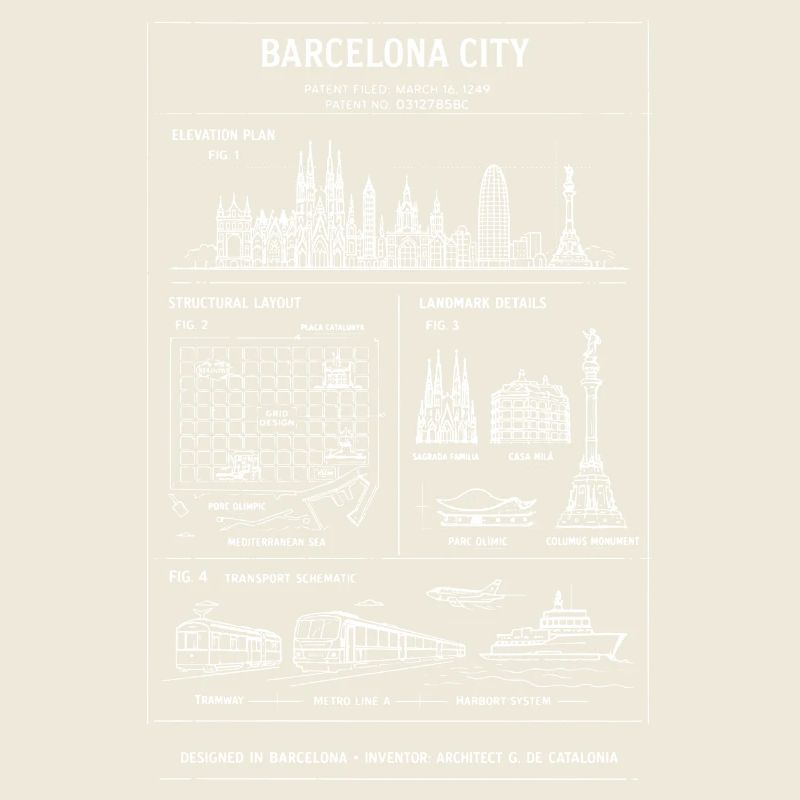 Barcelona Skyline Blueprint