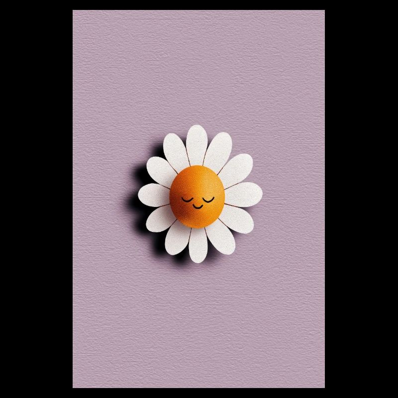 Fröhliche Gänseblümchen-Sonne auf fliederfarbenem Hintergrund