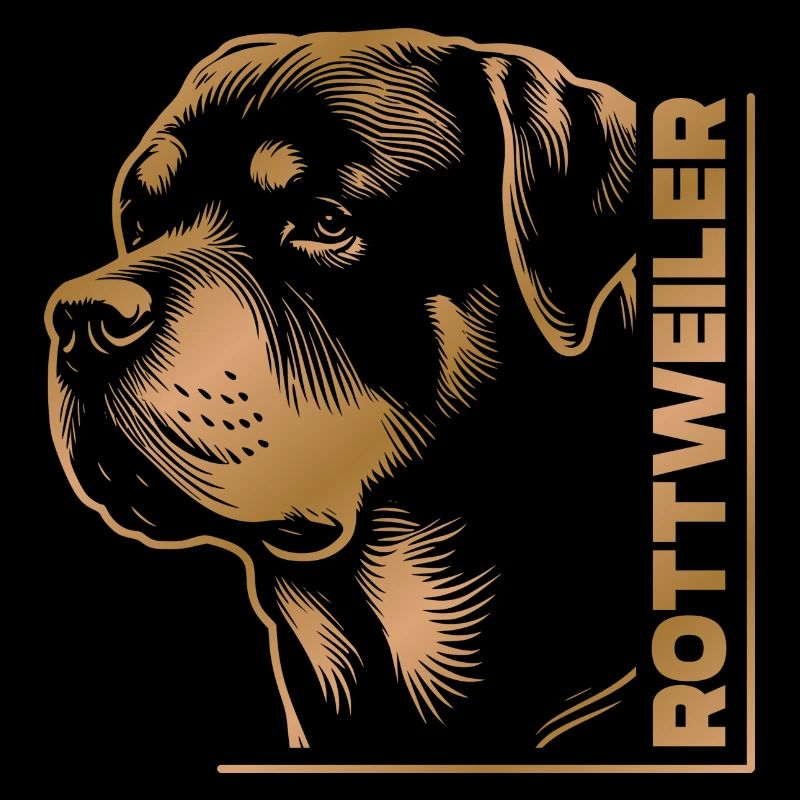 Tête de dessin ROTTWEILER or