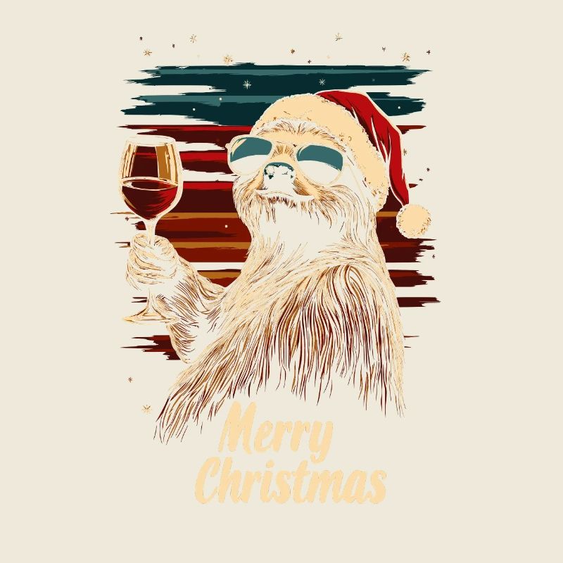 Christmas Party Wine Sloth Funny