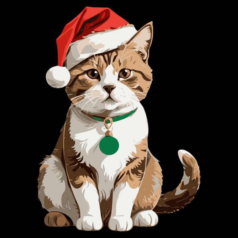 Cute Cat with Santa Hat