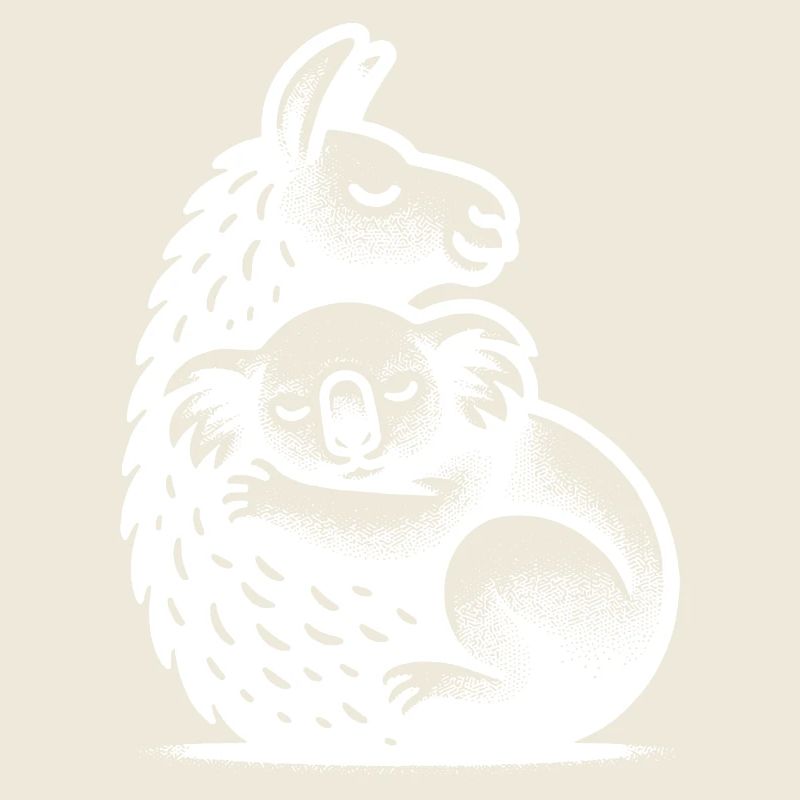 Lama endormi mignon avec koala très fatigué