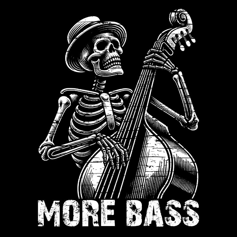 Skelett spielt Kontrabass