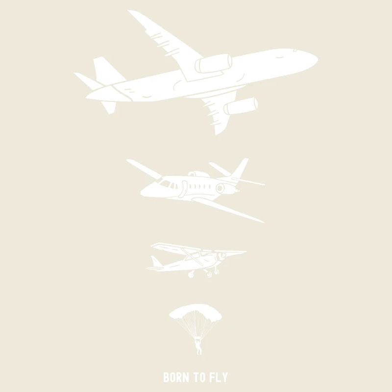 Born to Fly - Flugzeug- und Fallschirmsilhouette