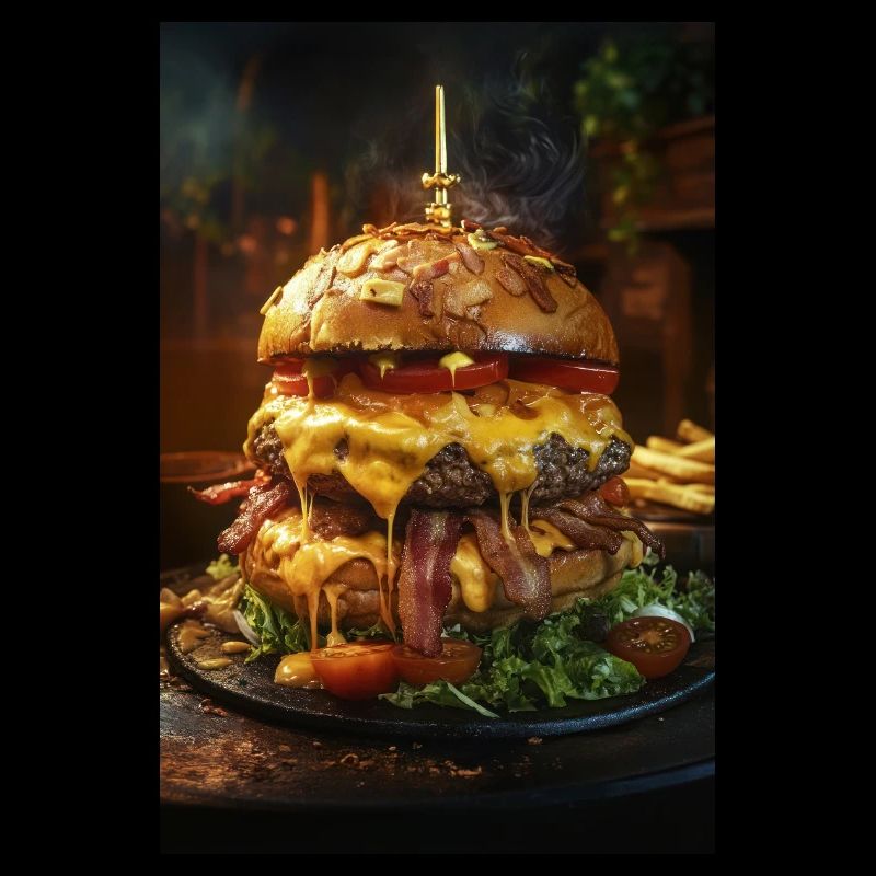 Epischer Speck-Käse-Burger-Stapel