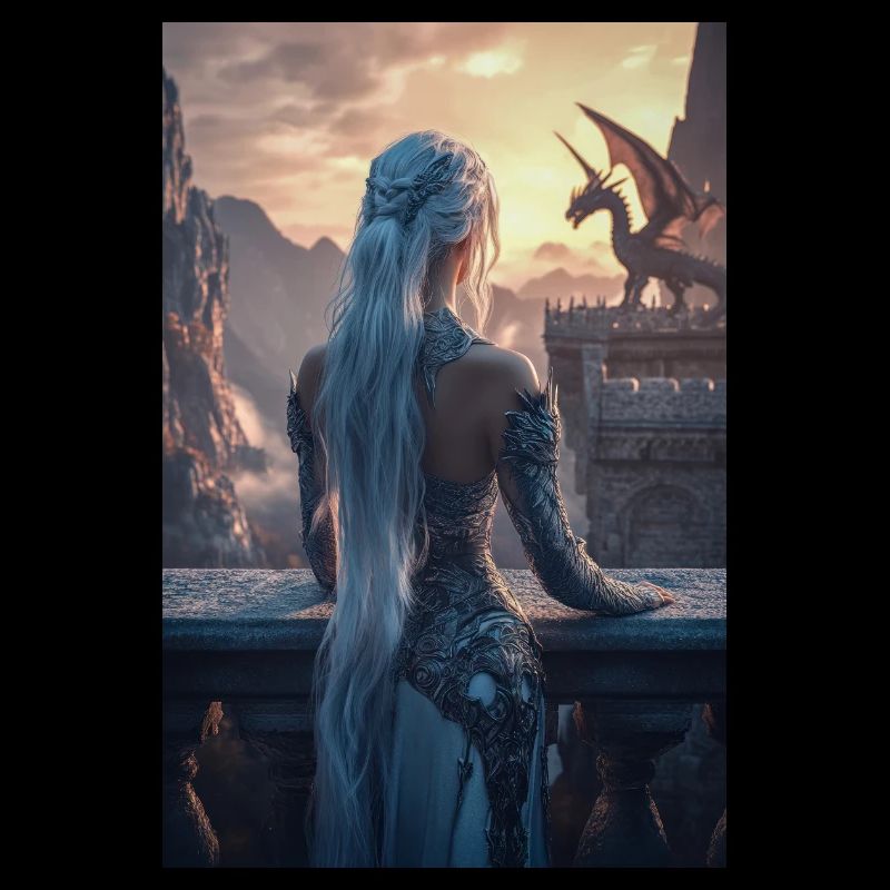 Reine Dragon au coucher du soleil