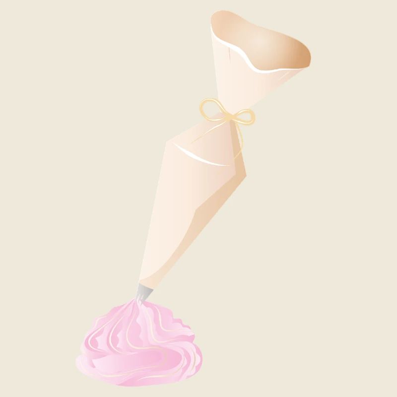 Cream piping bag with pink toppings