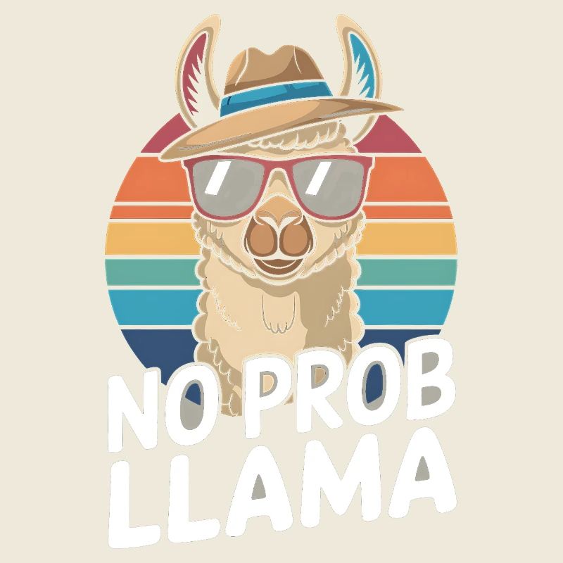 No Prob Lama Retro Sunburst Design