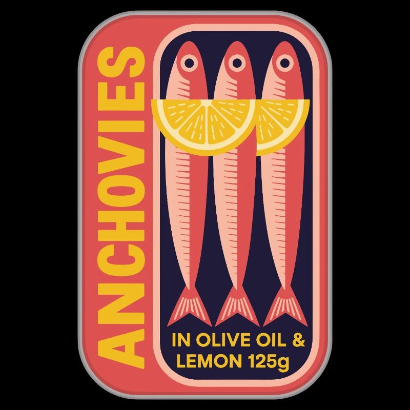 Retro Can Label Anchovy Art