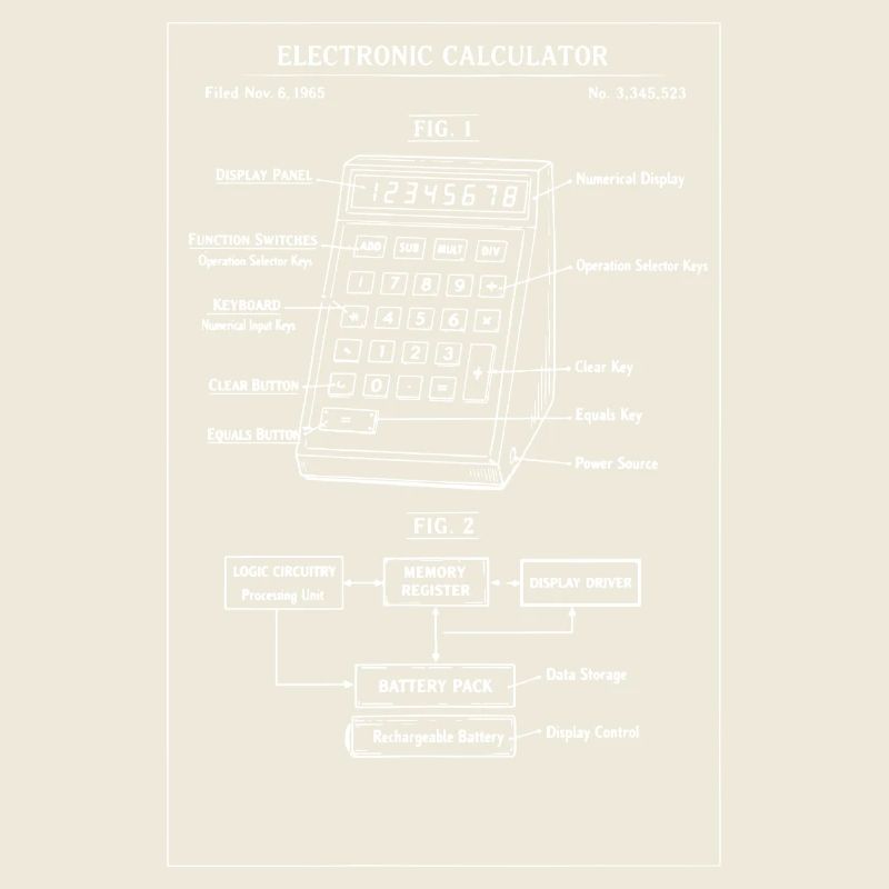 Vintage Calculator Blueprint