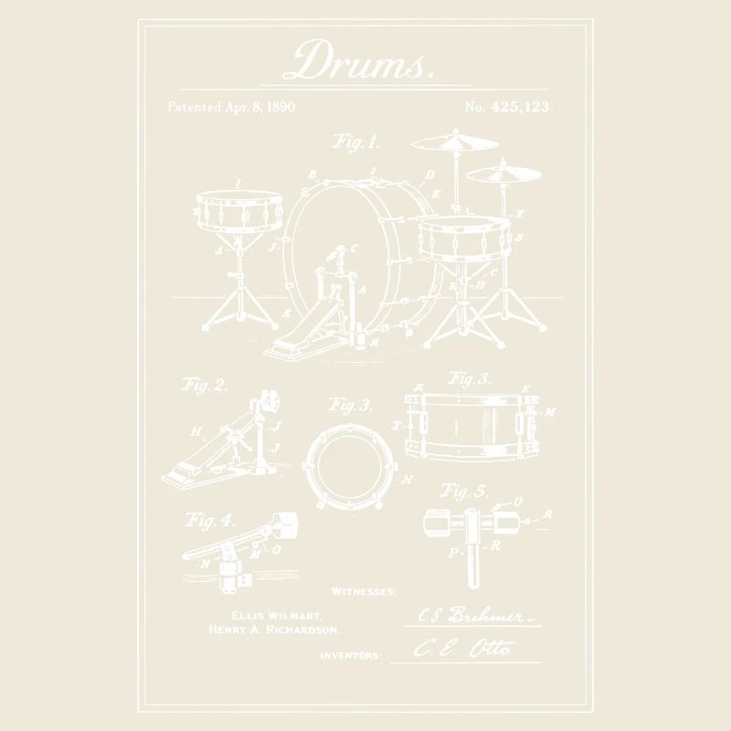 Vintage Drum Set Blueprint