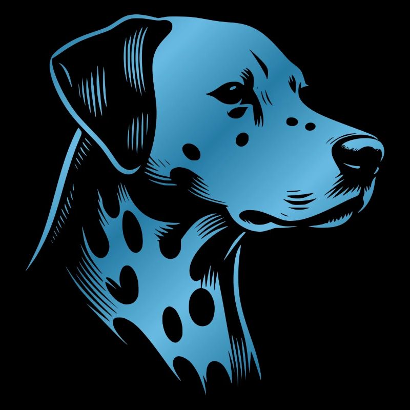 Dalmatian, dog head, drawing blue