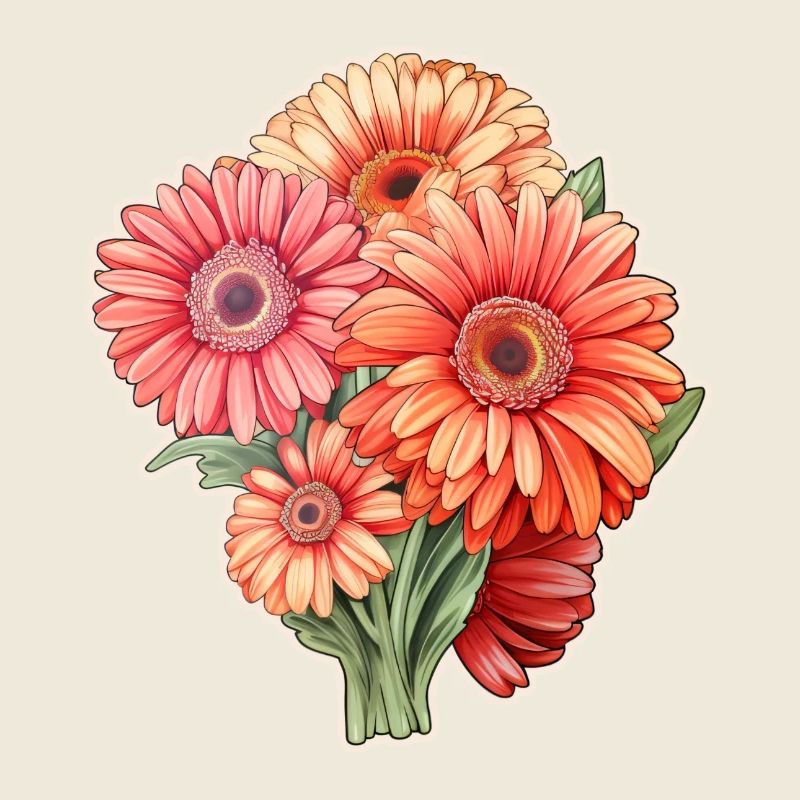 Gerbera Marguerites 4 Fleurs