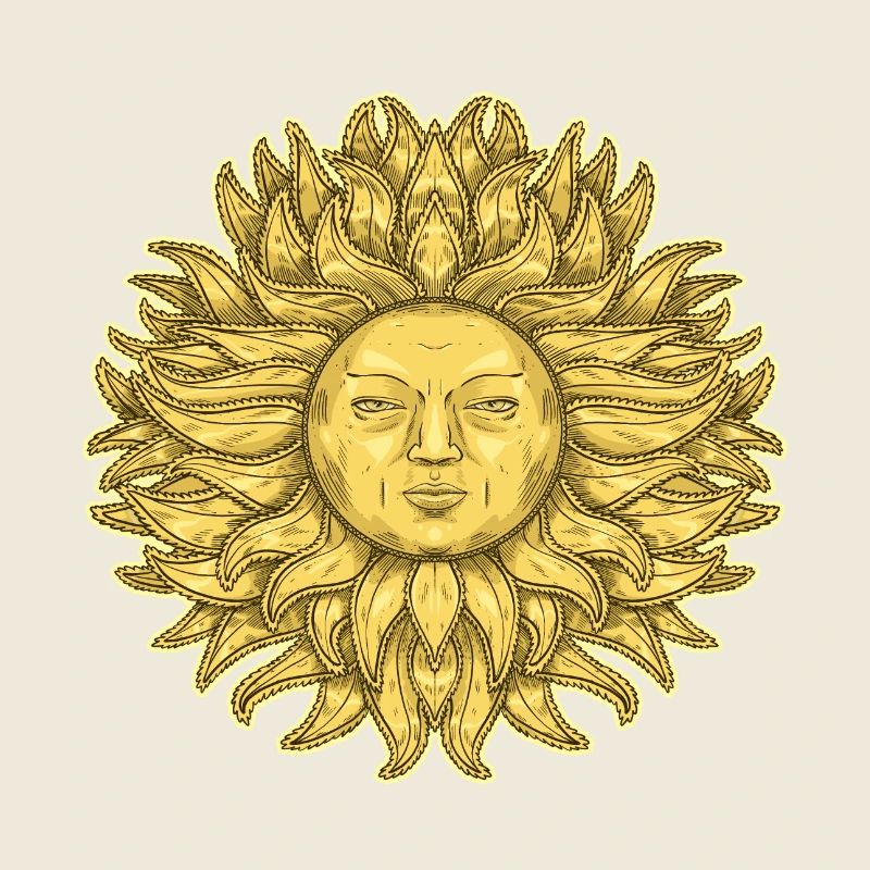 Große Sonne mit Gesicht