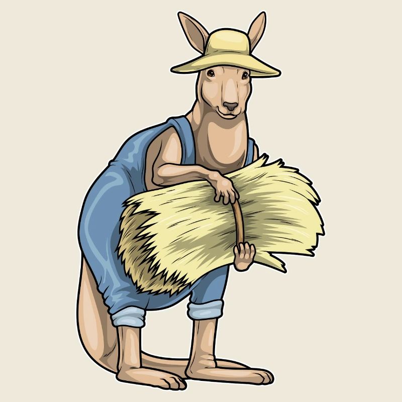 Känguru Landwirt Stroh