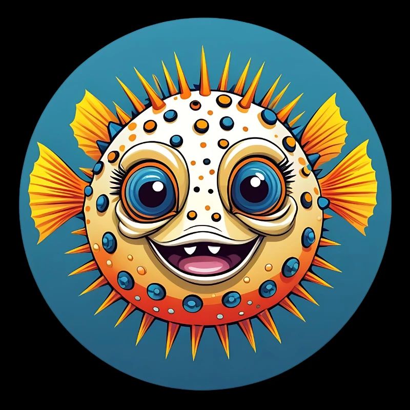 Poisson-globe coloré riant joyeux