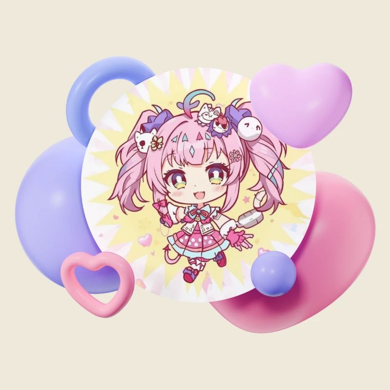 Chibi pastel avec des cœurs