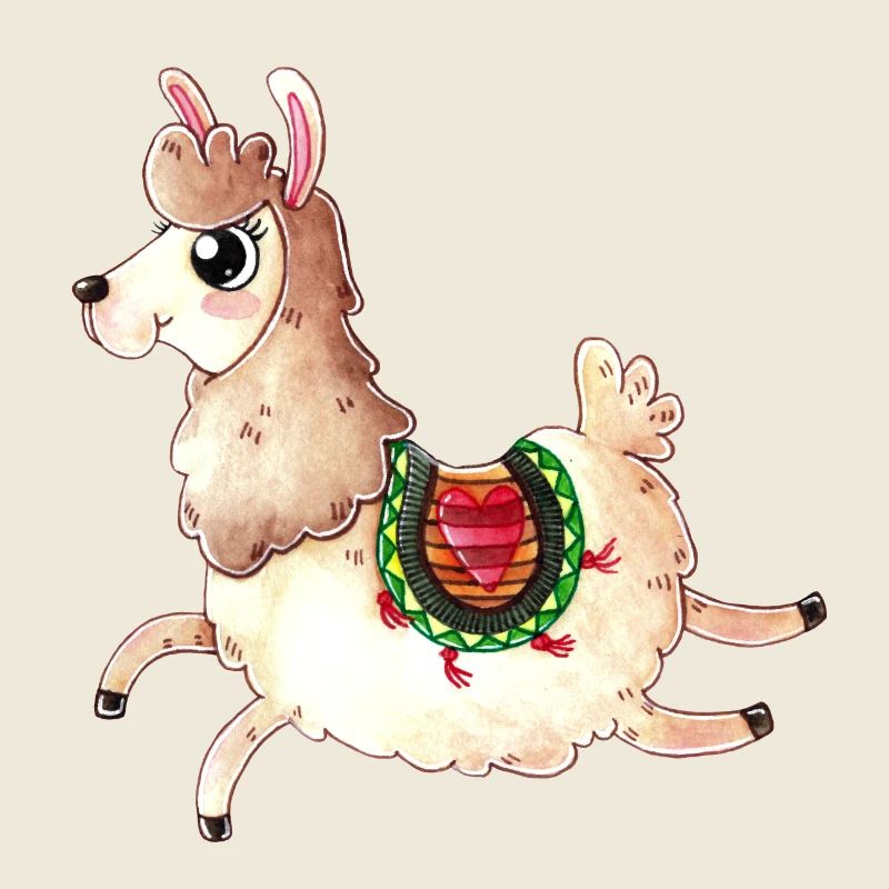 Dessin animé sautant Lama