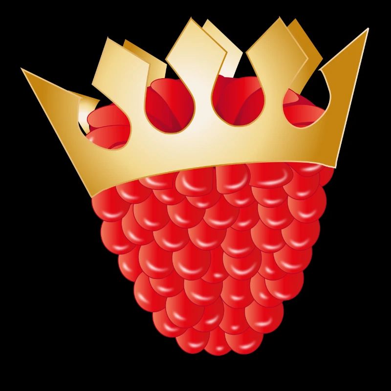 juicy red raspberry with golden crown