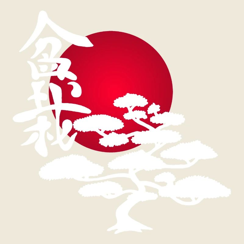 White tree and red sun