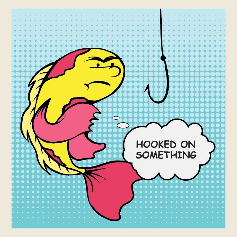 Popart Fisch Angehakt Humor
