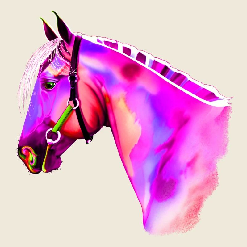 Neon Horse Head Watercolor
