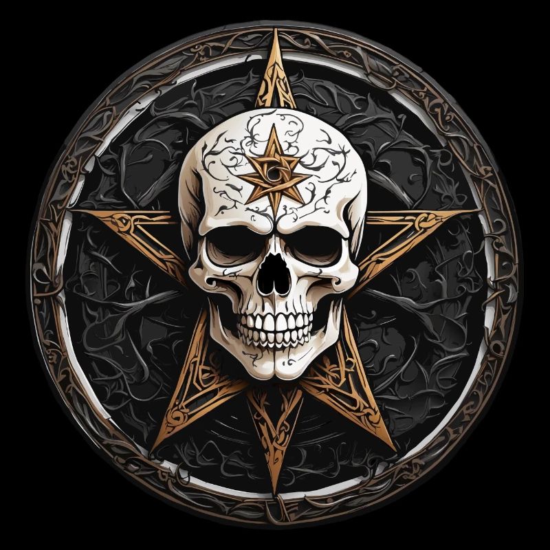 Crâne avec pentagramme de style gothique