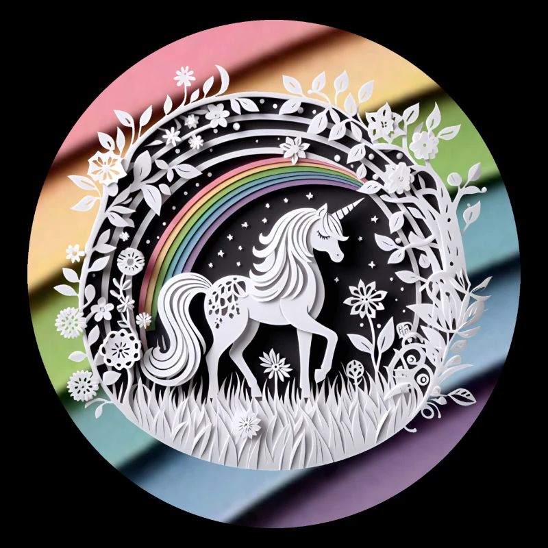 Cute Unicorn Rainbow Paper Cut